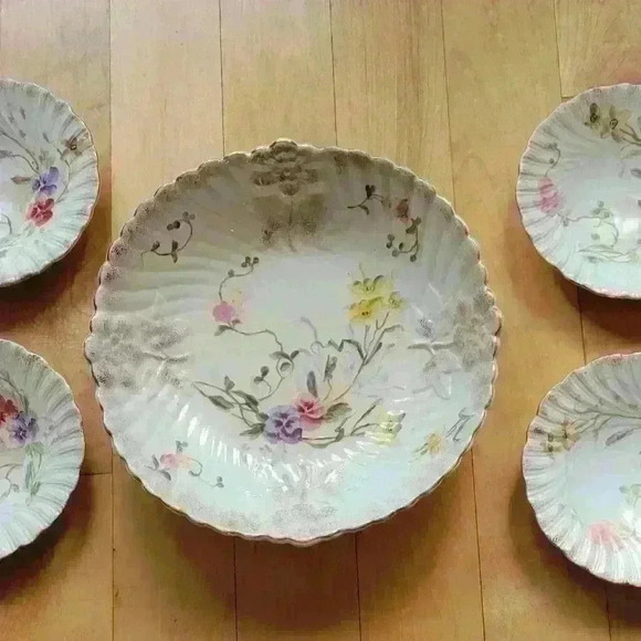 Franz Mehlem-Floral Gilded Bowl Set - Picture 3 of 12